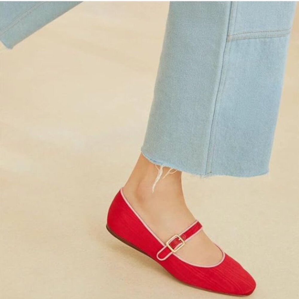 Red Mary Jane Flats